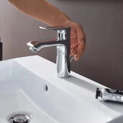 Mitigeur lavabo HANSGROHE Metris 110 CoolStart avec tirette et vidage chromé