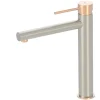 Mitigeur lavabo haut façon inox et or rose Essebagno Envol