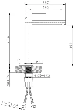 Mitigeur lavabo haut façon inox et or rose Essebagno Envol