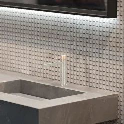 Mitigeur lavabo haut façon inox et or rose Essebagno Envol