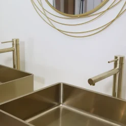Mitigeur lavabo haut or brossé Essebagno Luisa