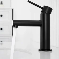 Mitigeur Lavabo, Robinet Lavabo ,Robinet de Salle Bain à économie d'eau Monocommande avec Aérateur Démotable, Noir