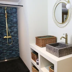 Mitigeur lavabo rétro bas or brossé Essebagno Leeds