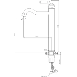 Mitigeur lavabo rétro haut cuivre brossé Essebagno Leeds