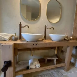 Mitigeur lavabo rétro haut cuivre brossé Essebagno Leeds