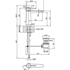 Mitigeur lavabo VILLEROY ET BOCH Conum ouverture dessus avec tirette Chrome Or brossé