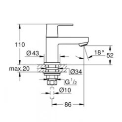 Mitigeur lave main eau froide GROHE Eurocube S