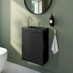 Mitigeur lave-mains eau froide H.13,2 cm, doré, Essebagno Lollipop