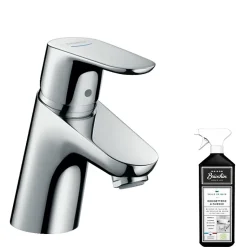 Mitigeur lave-mains HANSGROHE Focus 70 sans tirette ni vidage chrome + nettoyant Briochin