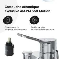 Mitigeur mécanique de baignoire avec douchette et support Robinet Salle de Bain Chromé, FXA15000 X-Joy AM.PM