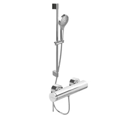 Mitigeur mécanique douche VILLEROY ET BOCH Loop & Friends Chrome + Ensemble de douche VILLEROY ET BOCH Verve Showers 3 jets Chrome