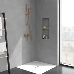 Mitigeur mécanique douche VILLEROY ET BOCH Architectura Square + Ensemble de douche Verve Showers 3 jets Or brossé