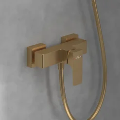 Mitigeur mécanique douche VILLEROY ET BOCH Architectura Square + Ensemble de douche Verve Showers 3 jets Or brossé
