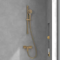 Mitigeur mécanique douche VILLEROY ET BOCH Architectura Square + Ensemble de douche Verve Showers 3 jets Or brossé