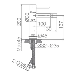 Mitigeur monocommande bidet en laiton et zamac finition chromee avec cartouche ceramique