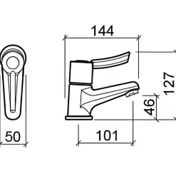 Mitigeur petite taille idéal pour lave-mains petit lavabo petite vasque SANINDUSA XS chromé livré avec 2 flexibles 3/8
