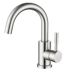 Mitigeur pivotant 360, argent, acier inoxydable, eau chaude/froide, facile à installer, lavabo, petite cuisine, bain/cuisine