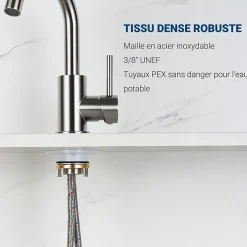 Mitigeur pivotant 360, argent, acier inoxydable, eau chaude/froide, facile à installer, lavabo, petite cuisine, bain/cuisine