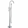 Mitigeur pour baignoire îlot Chrome Bec cascade, douchette, laiton massif