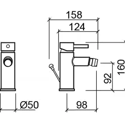 Mitigeur pour bidet à mousseur orientable SANINDUSA Alfa New Icone chromé livré avec vidage à tirette
