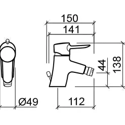 Mitigeur pour bidet à mousseur orientable SANINDUSA Torus chromé livré avec 2 flexibles et son vidage à tirette