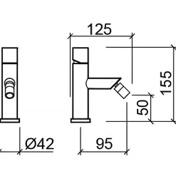 Mitigeur pour bidet bec contemporain mousseur orientable SANINDUSA Single chromé livré avec 2 flexibles