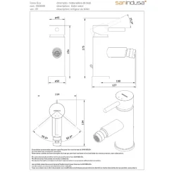 Mitigeur pour bidet bec contemporain mousseur Éco orientable SANINDUSA Éco Tube chromé livré avec 2 flexibles