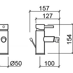 Mitigeur pour bidet bec contemporain mousseur Éco orientable SANINDUSA Éco Tube chromé livré avec 2 flexibles et vidage à tirette