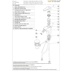 Mitigeur pour bidet mousseur orientable SANINDUSA Advance chromé système Écospot livré avec son vidage à tirette chromé