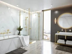 Mitigeur thermostatique bain/douche doré poli, Hansgrohe Ecostat Comfort