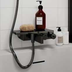 Mitigeur thermostatique bain/douche gris GoodHome Kolima