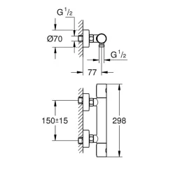 Mitigeur thermostatique douche GROHE Grohtherm 800 chromé avec filtres intégrés