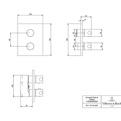 Mitigeur thermostatique encastré 2 voies VILLEROY ET BOCH Universal rectangle Brushed Nickel Matt