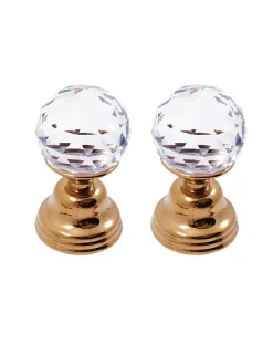 Mélangeur baignoire 5 trous BRILLANCE en laiton doré et poignée en cristal