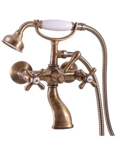 Mélangeur baignoire MORAVA RETRO en laiton bronze avec pommeau