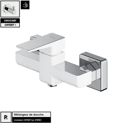 Mélangeur de douche - Blanc Chrome - avec Crochet OFFERT - PARMA