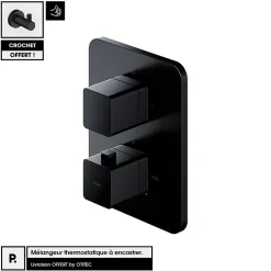 Mélangeur thermostatique à encastrer - Noir Mat - avec Crochet OFFERT - PARMA