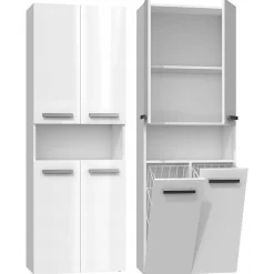 MOBY - Armoire de salle de bain avec deux paniers - Poignées minimalistes - 174x60x30cms - Colonne de rangement