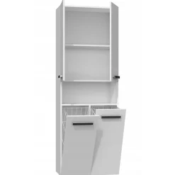 MOBY - Armoire de salle de bain avec deux paniers - Poignées minimalistes - 174x60x30cm - Colonne de rangement