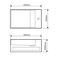 MONA D - Lave-mains rectangulaire suspendu - Design Elégant et Raffiné - Solide et Robuste - Entretien Facile - Blanc - 30 x 50 x
