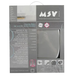 MSV Abattant WC MDF CLEO Argent Charnières Inox