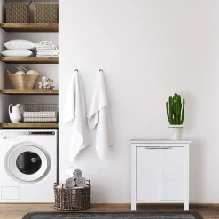 Mueble de Salle de Bains Moderne 2 Portes et 2 étagères MDF blanc Rebecca Mobili