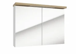Naturel Armoire à miroir Naturel Stilla + LED 80x60 cm blanc (STILLAE08002)