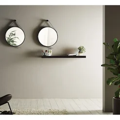 NATUREL Miroir suspendu rond 50 x 50cm, Noir (ZREM50C)