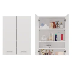 NELLIO - Armoire de toilette murale - Meuble Salle de bain à suspendre - 64x30x90 cm - Rangement