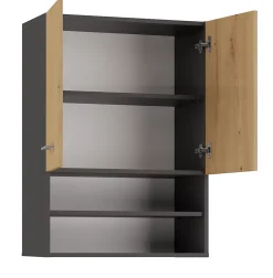 NELLIO - Armoire de toilette murale - Meuble Salle de bain à suspendre - 64x30x90 cm - Rangement
