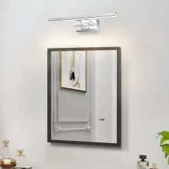 NETTLIFE Applique miroir LED 6W 30CM Etanche IP44 Chrome Moderne Blanc Neutre 4000K