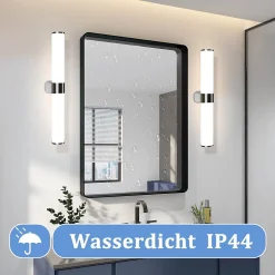 NETTLIFE Applique miroir LED 8W chrome étanche IP44 40CM blanc neutre 4000K