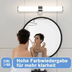 NETTLIFE Applique miroir LED 8W chrome étanche IP44 40CM blanc neutre 4000K