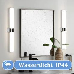 NETTLIFE Applique miroir LED 15W 60CM Chrome Etanche IP44 Blanc neutre 4000K Moderne